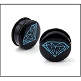 Diamond Design Logo Single Flare O Ring Solid Ear Plugs Gauges Solid Tunnel 14mm