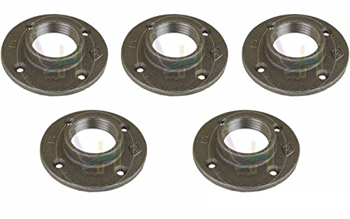 3/4 Inch Black Floor Flange, 5 Pack, MALLEABLE FITTINGS 150#
