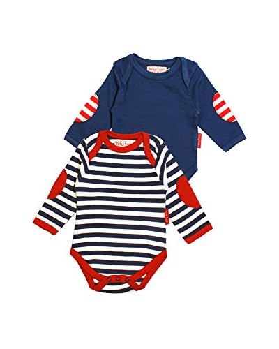 Toby Tiger 2tlg. Set Dessous Bodies Lsbgbret blau/weiß 3-6 Monate (62/68 cm)