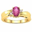 14K Yellow Gold Pink Tourmaline and Diamond Ring