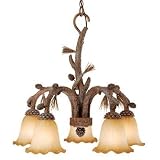 Aspen - 5 Light Downlight Rustic Chandelier Lighting Fixture - Pine Tree - B2694