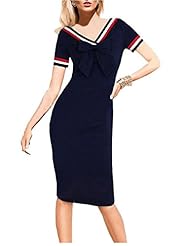 V-neck Cocktail  Vintage Polyester/Spandex Short Sleeves Evening Dress/Wedding Party Dress  With a Bow(s)