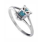 Turquoise and Coral Inay10 MM X 6 MM Owl Southwestern 1 MM Band Ring Size 5 to 9
