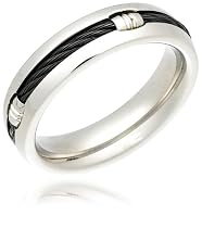 Men's Titanium Ring w/ Stainless Steel Cable : titanium cable ring