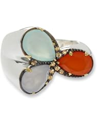 Elizabeth and James Thorns Sterling Silver and Tri-Color Stones Ring