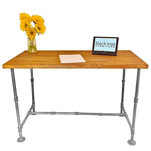 Large Industrial Vintage Style Steel Pipe Desk Handmade