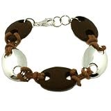 Bracelet Sterling Silver Rhodium Plated and Brown Resin Link By Bucasi by Bucasi