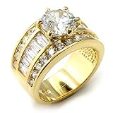14K Gold Plated Over Silver CZ Engagement Ring