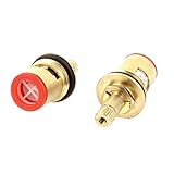 uxcell　蛇口カートリッジバルブ　セラミック製ゴールドトーン　スペアパーツ　 20 ギア　 43mm長さ　 2個入り