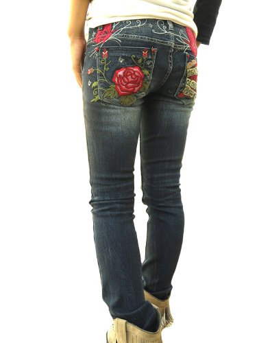 グラスホッパー(GRASSHOPPER)＃617 スキニー(ストレッチデニム) バラ柄 美尻 美脚 ジーンズ レディース デニム オシャレ バラ 薔薇 刺繍 レッドペッパー （REDPEPPER）