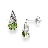 Peridot Earrings in 14K White Gold
