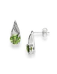Peridot Earrings in 14K White Gold