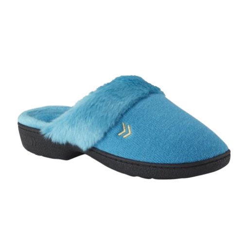 Womens Blue Terry Cloth Slippers Fur House Shoes Clogs Medium 7.5-8
