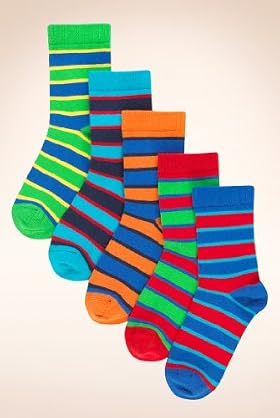 5 Pairs of Older Boys' Freshfeet Assorted Stripe Socks