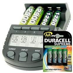 Schnelladegerät mit LCD Display + 4x Duracell Supreme 2650mAh günstig Duracell Akku