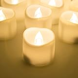 LEDキャンドル、PChero　バッテリー付きキャンドルライト　フレームレスキャンドル　ティーライト –色：ウオームホワイト連続光 「12個」