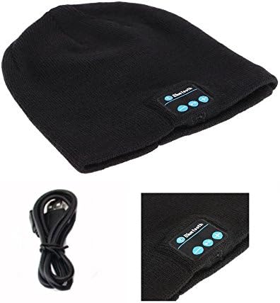 Wireless Bluetooth Snow Hat Beanie Hat Cap with Musicphone Speakerphone Stereo Headphone Headset Earphone Speaker Mic for Fitness Outdoor Sports Skiing Running Skating Walking, Christmas Gifts-black