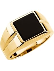 14K Yellow Gold Genuine Onyx Ring: 10 mm
