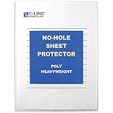 C-Line Top Loading Heavyweight Poly No-Hole Sheet Protectors, 8.5 x 11 Inches, 25 per Box (62907)