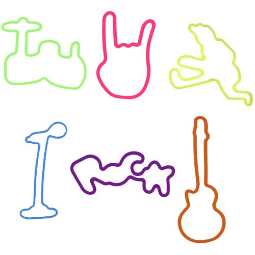Glow In The Dark Rock And Roll Shaped Rubber Bands