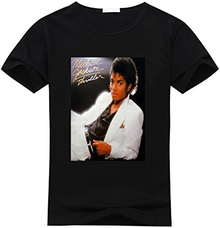 Junfair Men's Michael Jackson Thriller Printed Short Sleeve Cotton T Shirt X-Large Black
