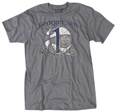 Buy NCAA Vintage 1984 Georgetown Hoyas National Champions Grey Short Sleeve T-Shirt by Champions Again