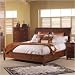 Queen Somerton Runway Contemporary Sleigh Bed in Warm Brown Finish