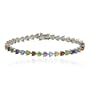 Sterling Silver Multi-Gemstone Heart Bracelet, 7.25"