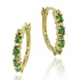 18K Gold over Sterling Silver Genuine Emerald and Diamond Accent Hoop Earrings