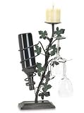 Grapevine Glass Wine Bottles Bar Rack & Candle Holder