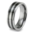 Pipe Cut Black Plated Polished Tungsten Carbide Ring (8.0mm) - Sizes 8 - 13