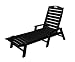 Polywood Outdoor Furniture Nautical Stackable Chaise Lounge with Arms, Black-Recycled Plastic Materials
