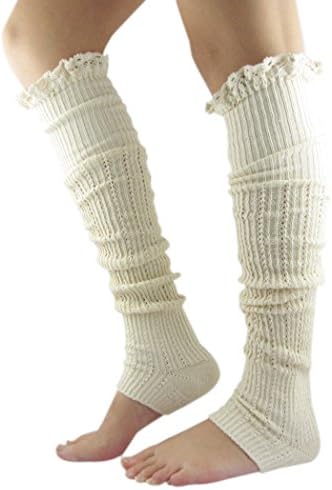 FANDAI Women's High Knit Crochet Lace Trim Leg Warmers Multi-Color for Your Choice