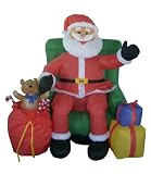 4' Airblown Inflatable Animated Musical Santa & Chair Lighted Christmas Yard Art