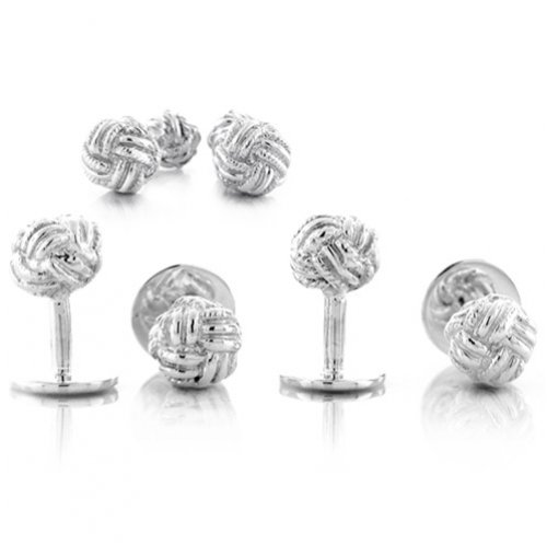 Click To Valentines Day Bling Jewelry Classic Silver Double Woven Love Knot Cufflinks and Studs Set Details... Valentines Day Bling Jewelry Classic Silver Double Woven Love Knot Cufflinks and Studs Set