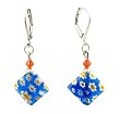 Earrings - E140 - Millefiore Diamonds ~ Cobalt Blue