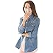 Urparcel Women Blue Denim Shirt Vintage Button Top Down Shirt Long Sleeve Blouse