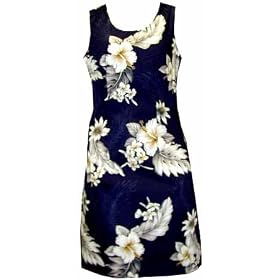 Misses White Hibiscus Short Tank Hawaiian Sun Dress
