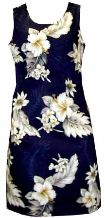 Misses White Hibiscus Short Tank Hawaiian Sun Dress