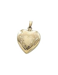Solid 14K Small Yellow Gold Heart Locket 1/2 inch x 1/2 inch in Solid 14K Yellow Gold