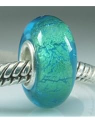 Art and Craft Supply: Timeline Treasures 925 Sterling Silver Murano Lampwork Glass Charm Bracelet Bead Fits Pandora European Style FREE Bead (Golden Beach) - The Knights Treasure