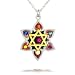 Golden Star of David with Flower Necklace #0714
