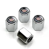 Cadillac Silver Logo Chrome Tire Stem Valve Caps