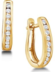 0.25 cttw. Diamond Earrings Ladies Fashion Hoops 10K White Gold