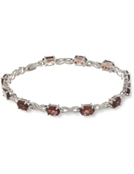 Sterling Silver Oval Garnet with Diamond Bracelet, 7.25