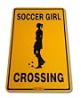 Soccer Girl Crossing Aluminum Street Sign