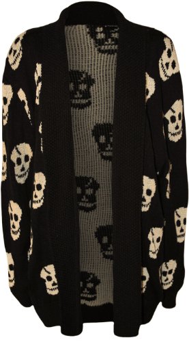 WearAll Women's Plus Size Skull Long Sleeve Knitted Cardigan
