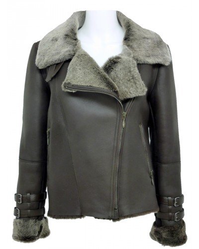 Blouson Bombardier agneau toscane rasé Dks cal008 marron 40