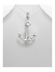 Anchor Pendant Necklace In 92.5 Sterling Silver