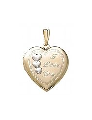 14K Gold Filled "I Love You" Two-Tone Locket 3/4 inch x 3/4 inch